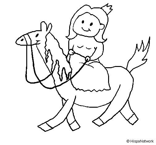 Dibuix de Princesa a cavall per Pintar on-line
