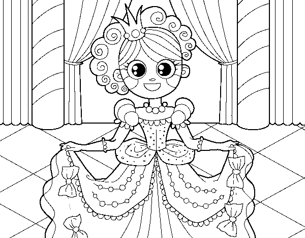 Dibuix de Princesa en el ball per Pintar on-line