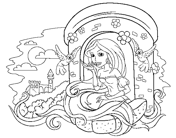 Dibuix de Princesa Rapunzel per Pintar on-line