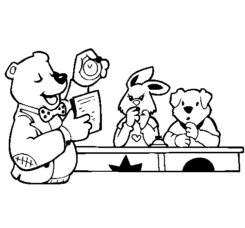 Dibuix de Professor ós i els seus alumnes  per Pintar on-line