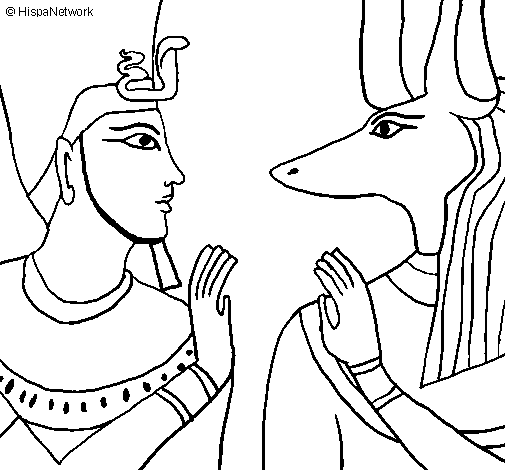 Dibuix de Ramsès i Anubis per Pintar on-line