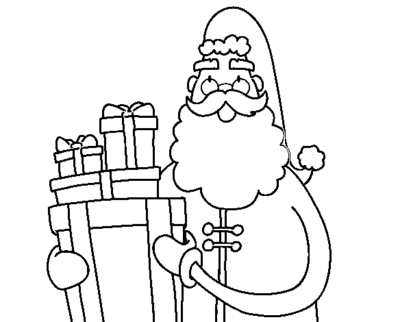 Dibuix de Santa claus amb regals per Pintar on-line