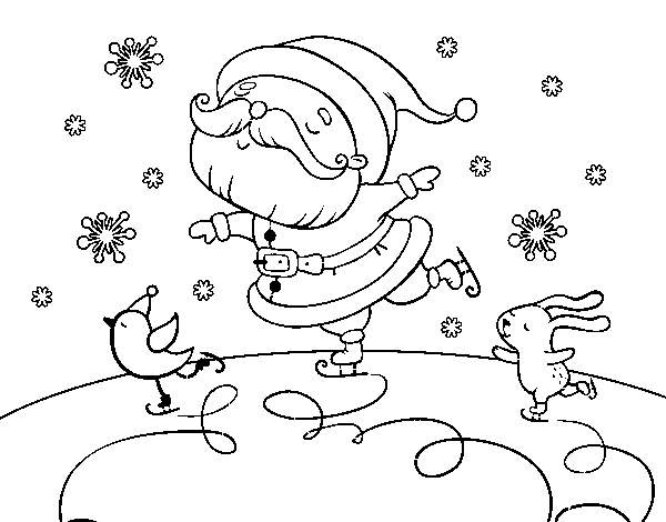 Dibuix de Santa Claus patinant per Pintar on-line