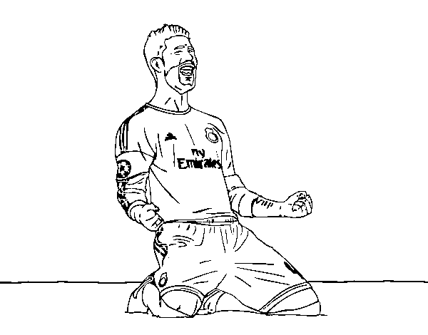Dibuix de Sergio Ramos celebrant un gol per Pintar on-line