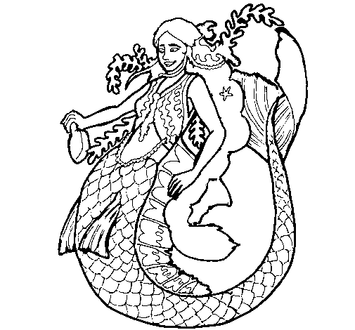 Dibuix de Sirena amb llarga cabellera  per Pintar on-line