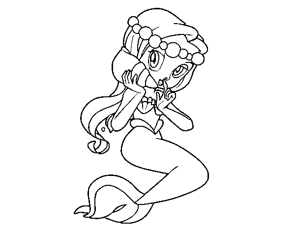 Dibuix de Sirena amb un cargol de mar per Pintar on-line