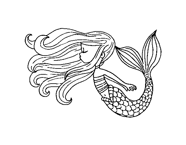 Dibuix de Sirena flotant per Pintar on-line