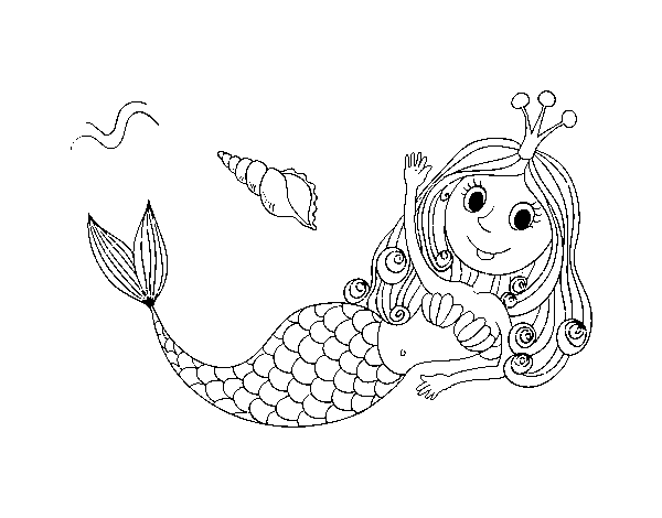 Dibuix de Sirena saludant per Pintar on-line