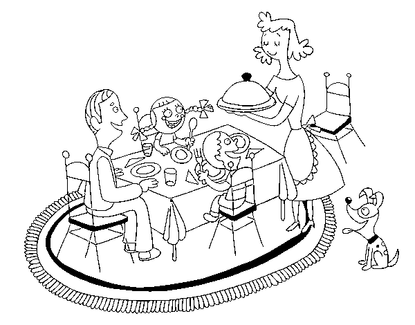 Dibuix de Sopar familiar per Pintar on-line