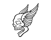 Dibuix de Tatuatge de calavera amb ales per pintar