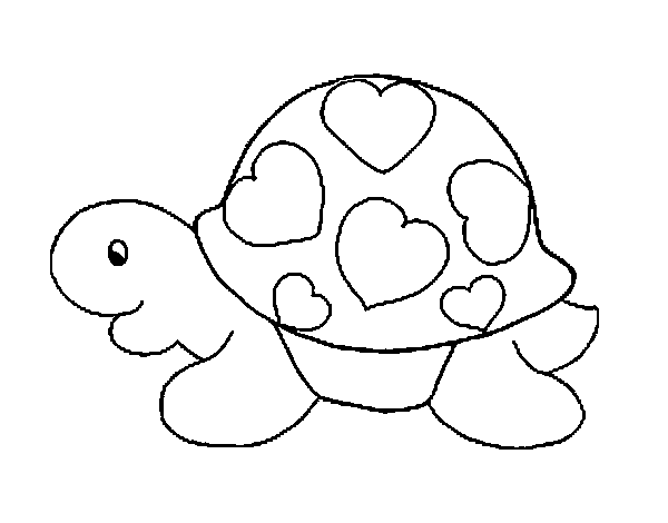 Dibuix de Tortuga amb cors per Pintar on-line