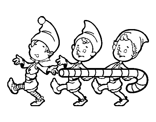 Dibuix de Tres elfs de Nadal per Pintar on-line