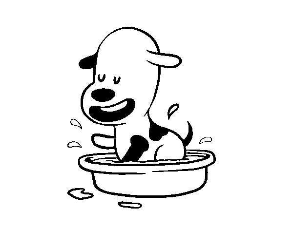 Dibuix de Un gosset a la banyera per Pintar on-line