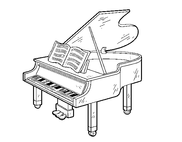 Dibuix de Un piano de cua obert per Pintar on-line