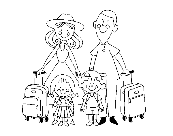 Dibuix de Una família de vacances per Pintar on-line