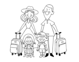 Dibuix de Una família de vacances per pintar