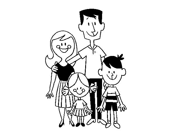Dibuix de Una família feliç per Pintar on-line