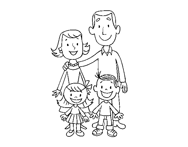 Dibuix de Una família per Pintar on-line