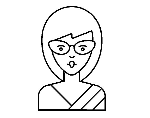 Dibuix de Una noia amb ulleres per Pintar on-line