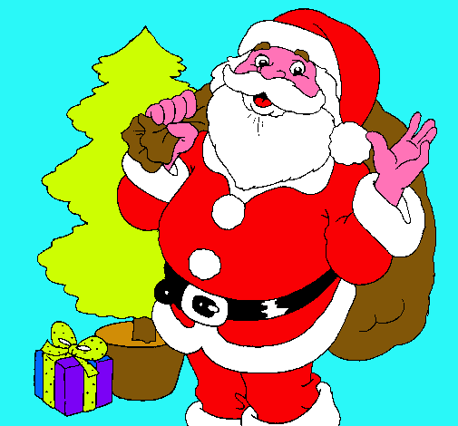 Santa Claus i un arbre de nadal 