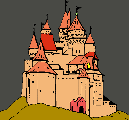 Dibuix Castell medieval pintat per joan