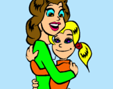 Dibuix Mare i filla abraçades pintat per Alena