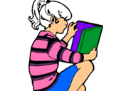 Dibuix Nena llegint pintat per julia viladegut compta