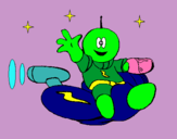 Dibuix Marcià amb moto espacial pintat per AriadnaNavarro