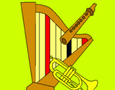 Dibuix Arpa, flauta i trompeta pintat per ANDREA