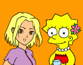 Dibuix Sakura i Lisa pintat per Andrea escolà cruz