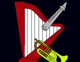 Dibuix Arpa, flauta i trompeta pintat per arnau