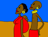 Dibuix Família de Zanmbia pintat per dos africans