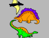 Dibuix Tres classes de dinosauris  pintat per   JAN      C     9    