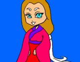 Dibuix Princesa amb quimono pintat per MARIA  reixach  alvarez