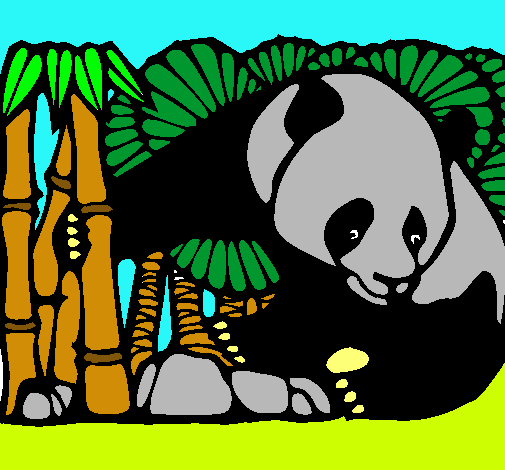 Dibuix Ós Panda i Bambú pintat per OS PANDA