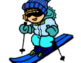 Dibuix Nen esquiant  pintat per ALBA 4 aNYS I MAMA 33