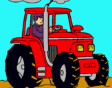 Dibuix Tractor en funcionament  pintat per Joanen