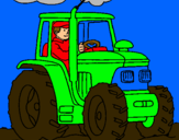 Dibuix Tractor en funcionament  pintat per eduard
