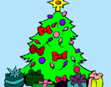 Dibuix Arbre de Nadal pintat per regals i arbres