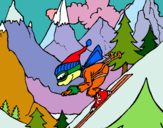 Dibuix Esquiador pintat per tona