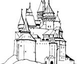 Dibuix Castell medieval pintat per ploma