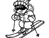 Dibuix Nen esquiant  pintat per esquiadora