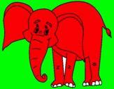 Dibuix Elefant feliç pintat per molsa