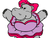Dibuix Hipopótama amb llaç pintat per LUISA :D