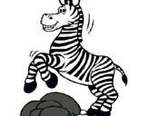 Dibuix Zebra saltant pedres pintat per sebra