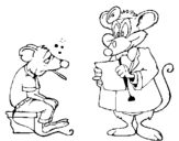 Dibuix Doctor i pacient ratolí pintat per manuel isidro