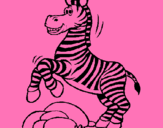 Dibuix Zebra saltant pedres pintat per l