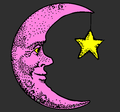 Dibuix Lluna i estrella pintat per meritxell