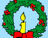 Dibuix Corona de nadal i una espelma pintat per julia sar