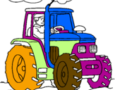 Dibuix Tractor en funcionament  pintat per julia  soca